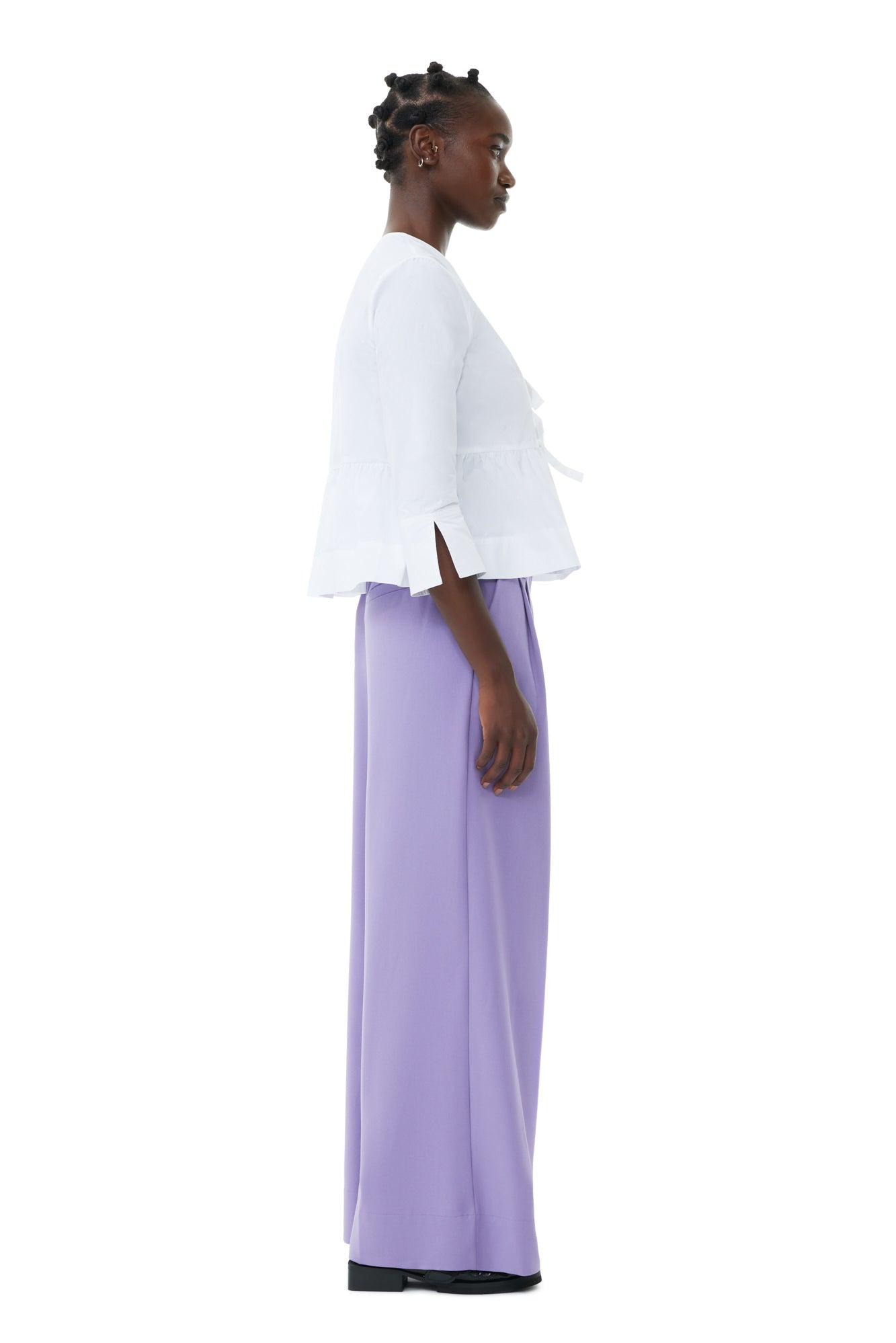 Light Solid High Waist Flared Leg Pants | Purple Haze