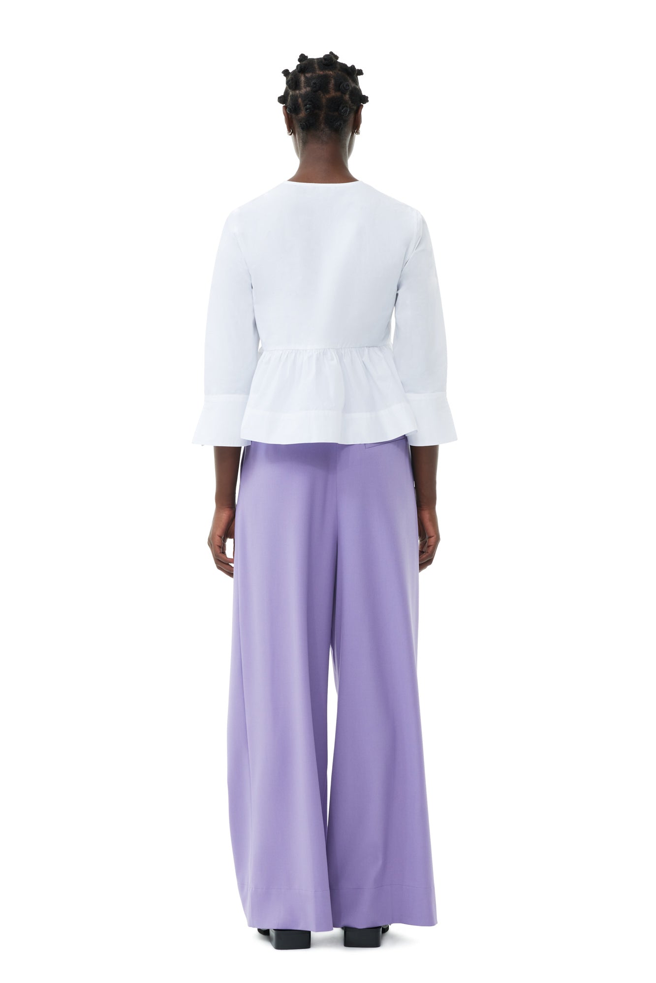 Light Solid High Waist Flared Leg Pants | Purple Haze