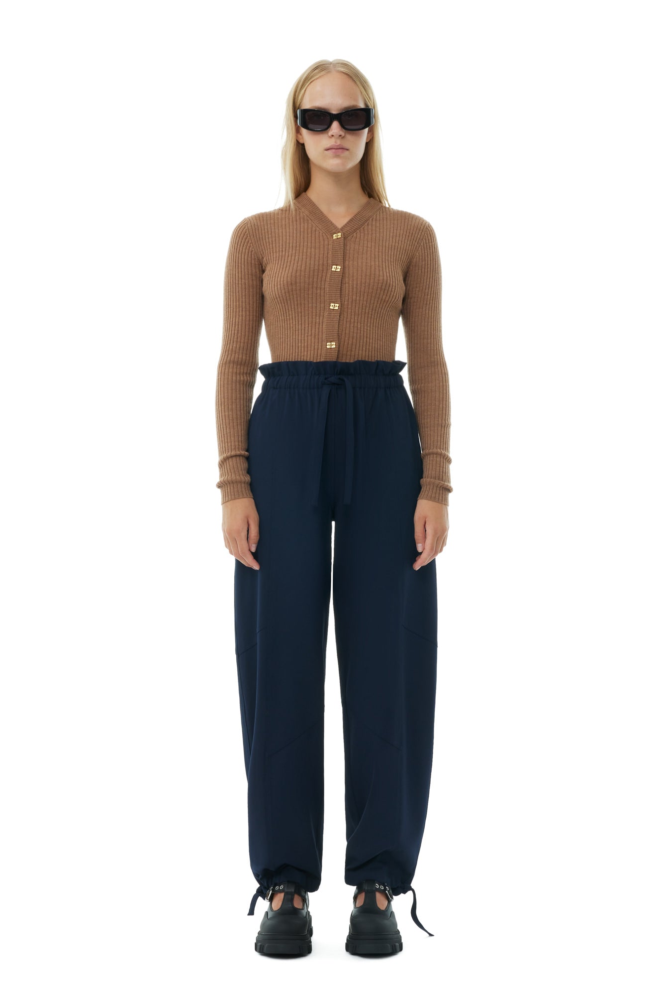Light Solid Elasticated Waist Pants | Sky Captain