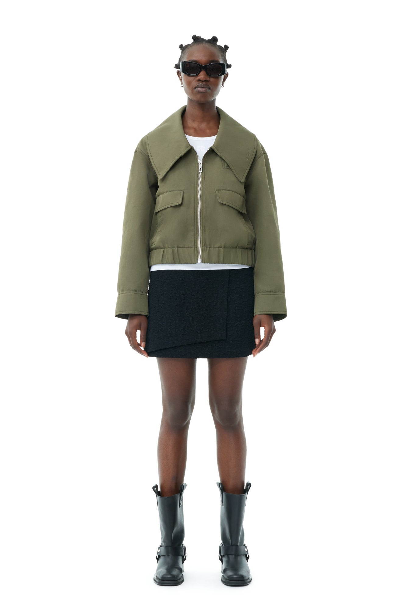 Heavy Twill Wide Collar Short Jacket | Kalamata