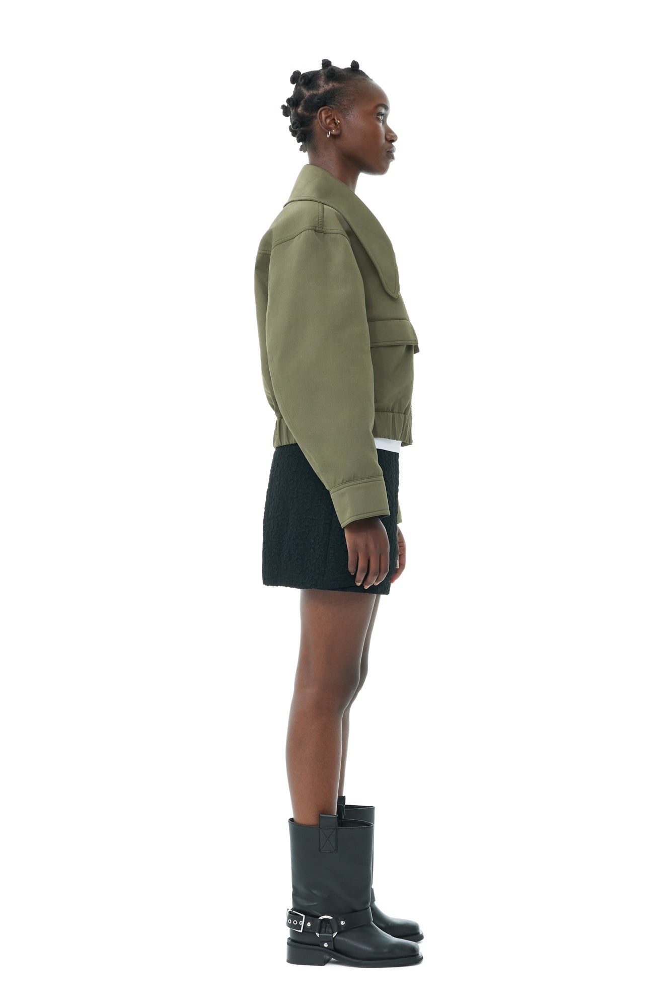 Heavy Twill Wide Collar Short Jacket | Kalamata