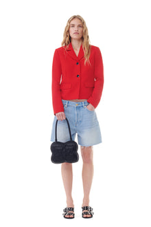 Light Twill Suiting Fitted Blazer | Barbados Cherry