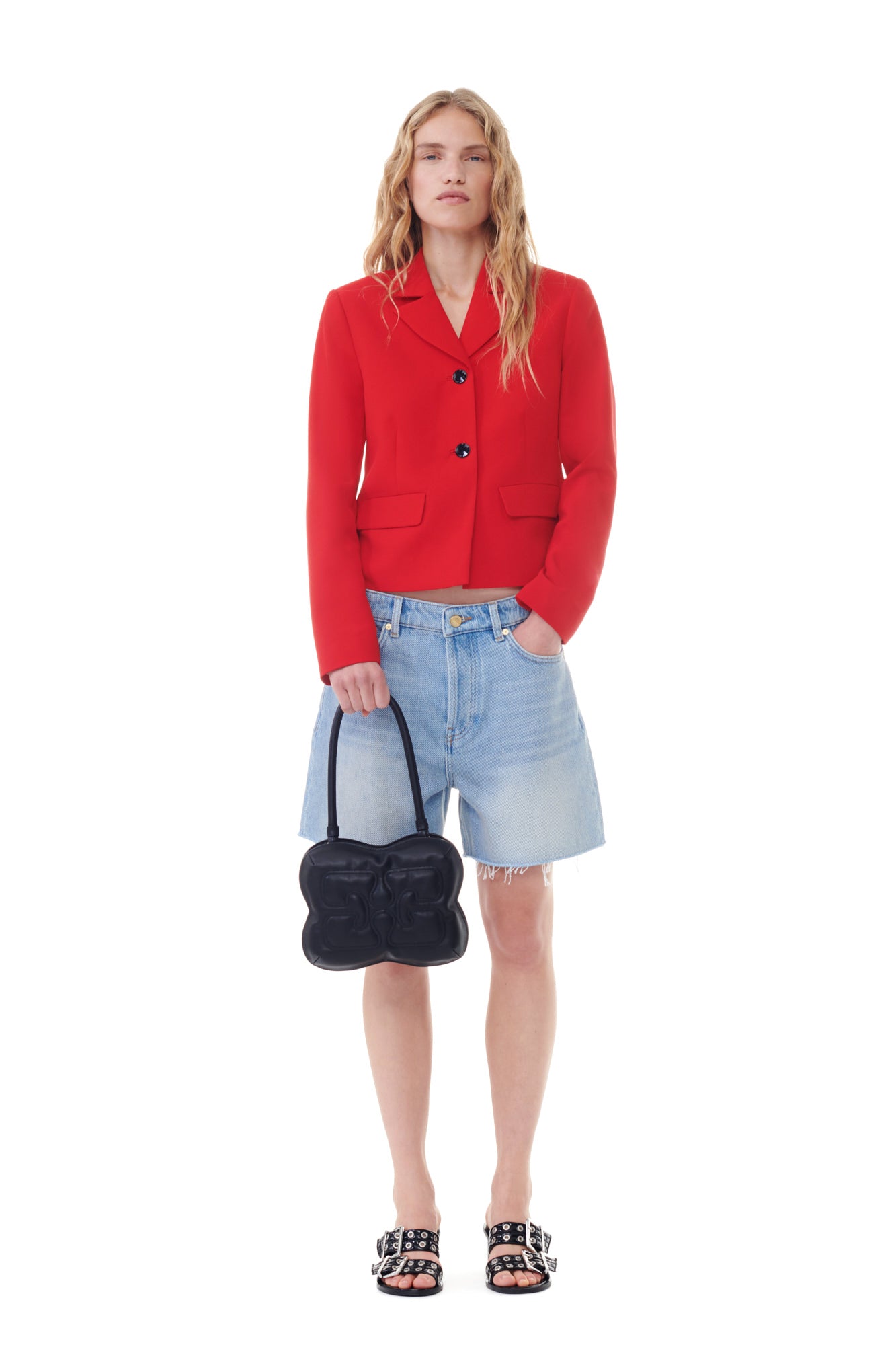 Light Twill Suiting Fitted Blazer | Barbados Cherry