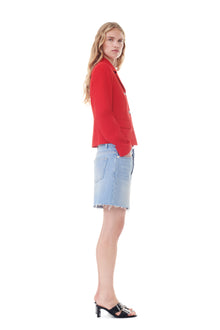 Light Twill Suiting Fitted Blazer | Barbados Cherry