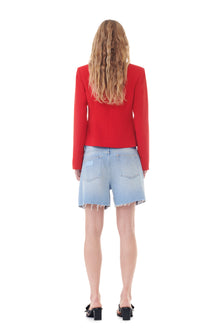 Light Twill Suiting Fitted Blazer | Barbados Cherry