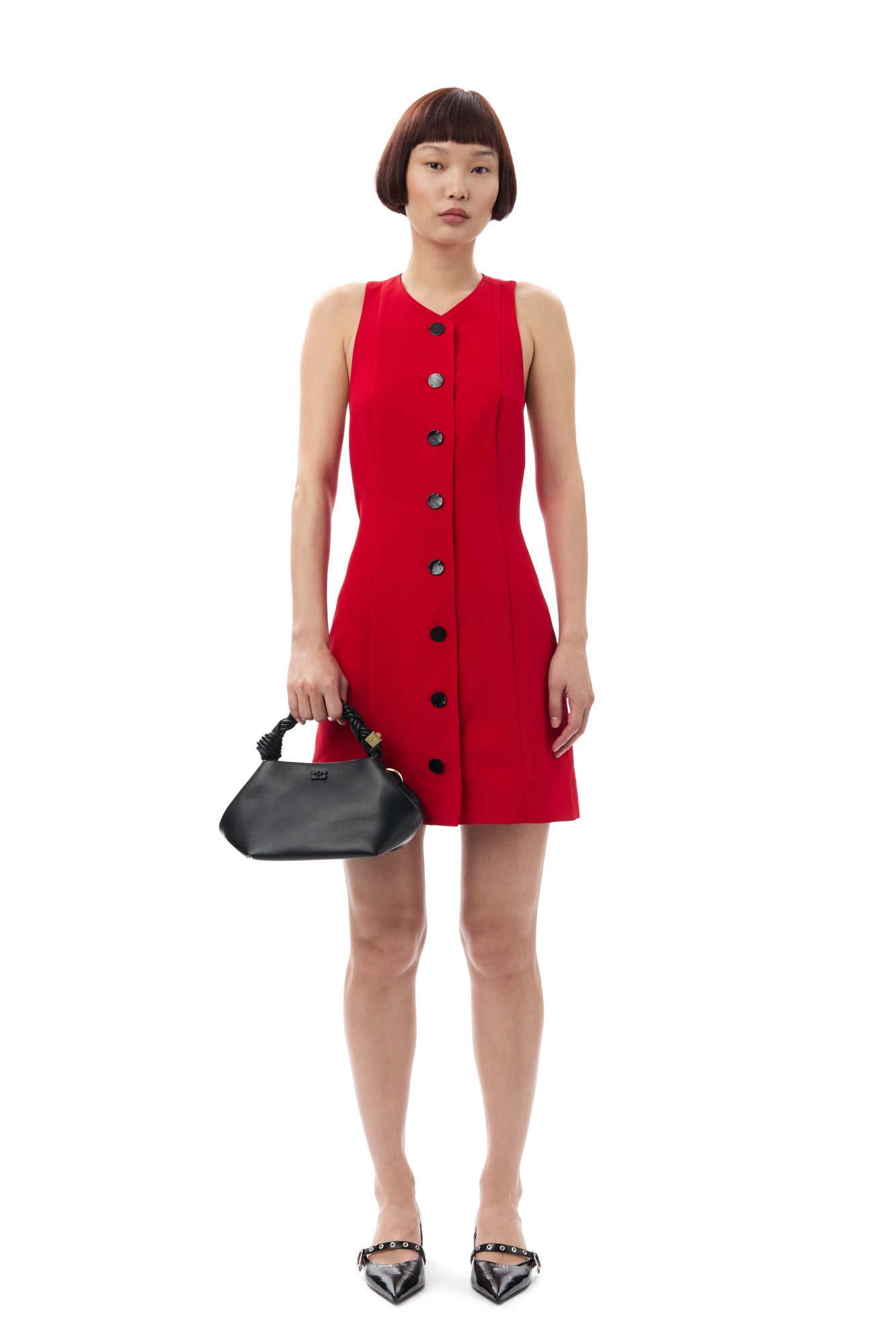 Light Twill Suiting Mini Dress | Barbados Cherry