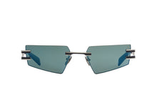 Unisex | Fixe Sunglass | Silver - Navy Enamel - Blue Swirl | Dark Green w/ Blue Mirror