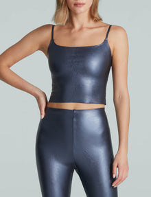 Faux Leather Cami Crop Top::Galaxy::Hover