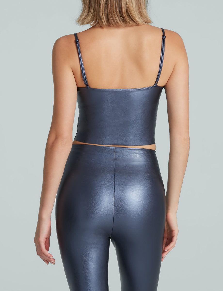 Faux Leather Cami Crop Top::Galaxy::Back