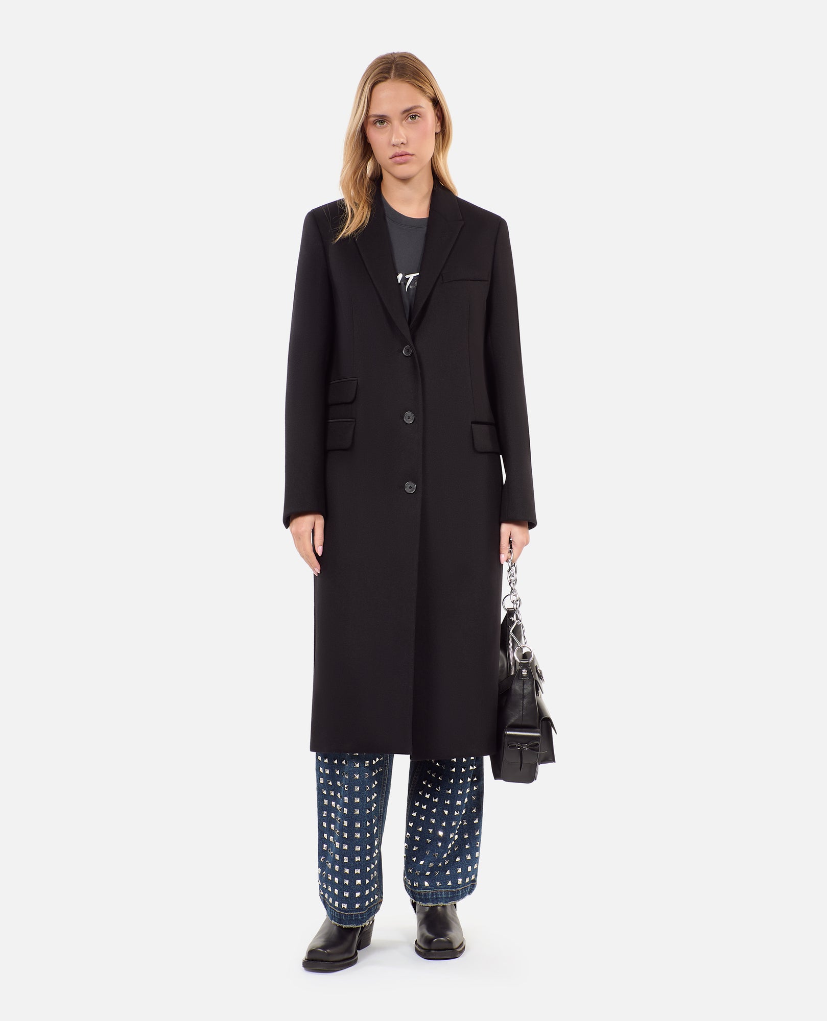 Long Wool-Blend Coat | Women | Black