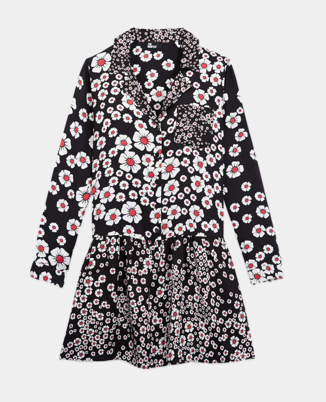 Floral Shirt Dress | Women | Black x Pink