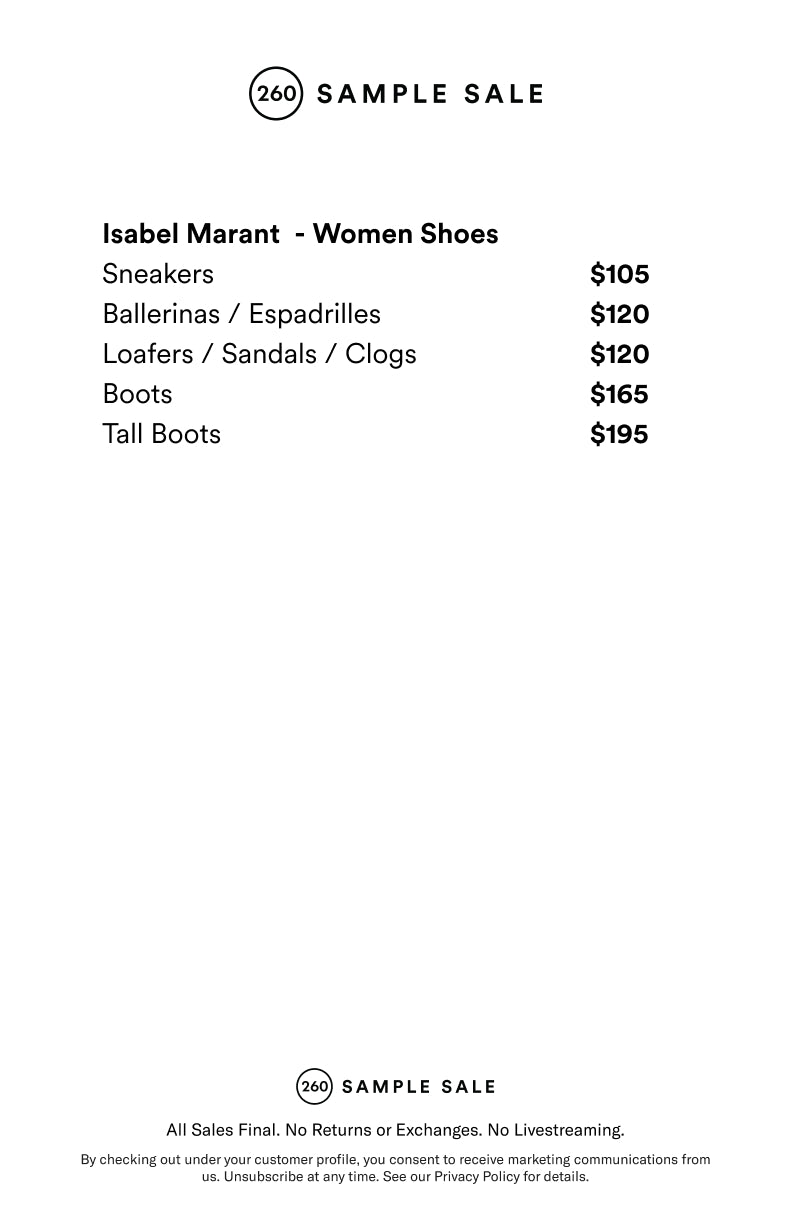 Price table