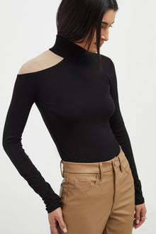 Aubrey Top | Black and Beige