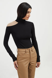 Aubrey Top | Black and Beige