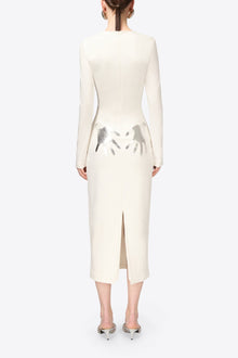 Handprint Long Sleeve Midi Dress | Off White