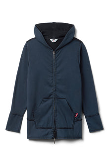 Women | Raw Edge Hip Zip-Up Hoodie | Past Midnight