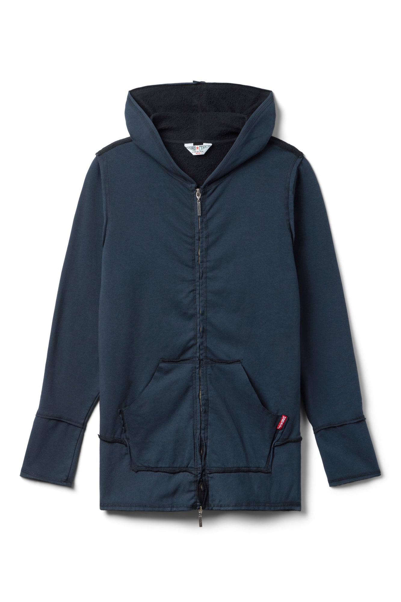 Women | Raw Edge Hip Zip-Up Hoodie | Past Midnight
