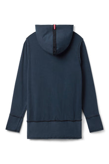 Women | Raw Edge Hip Zip-Up Hoodie | Past Midnight