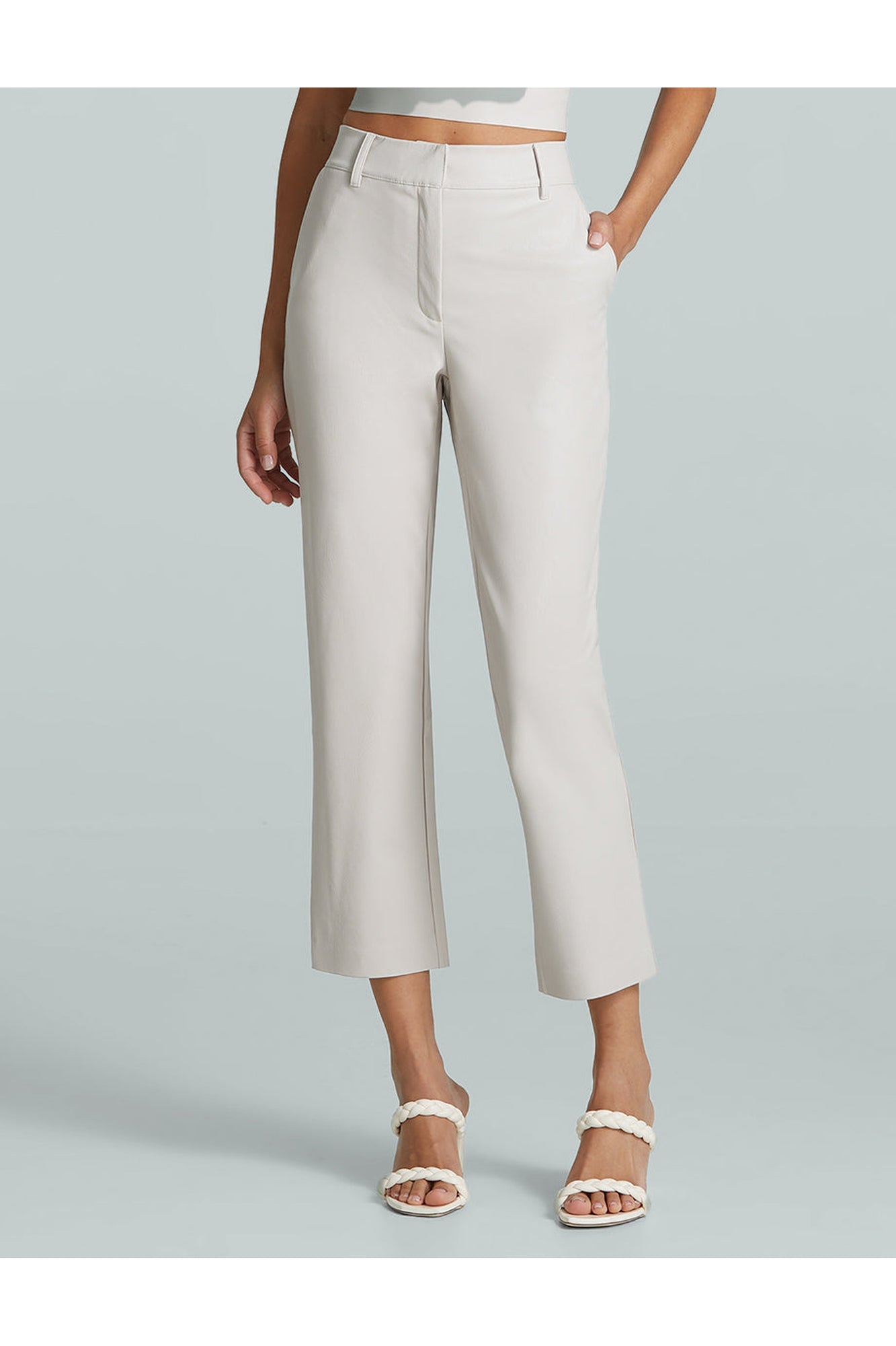 Faux Leather 7/8 Trouser | Porcelain