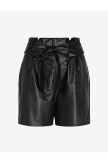 Faux Leather Paperbag Short | Black