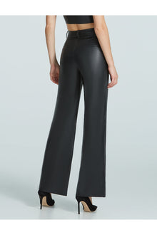 Faux Leather Wide Leg Trouser | Black