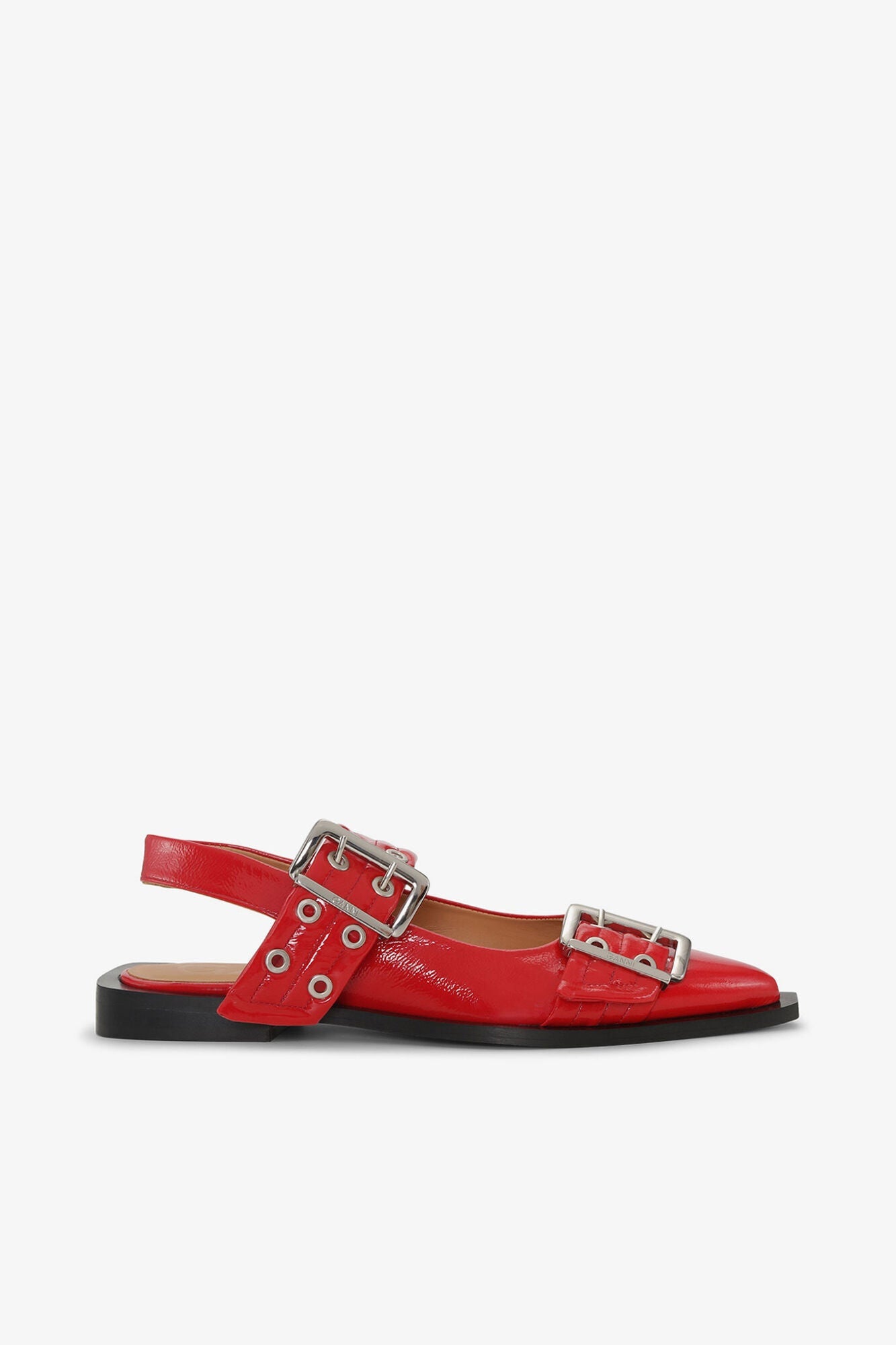 Feminine Buckle Ballerinas in | Racing Red
