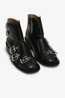 Feminine Buckle Naplack Boots | Black