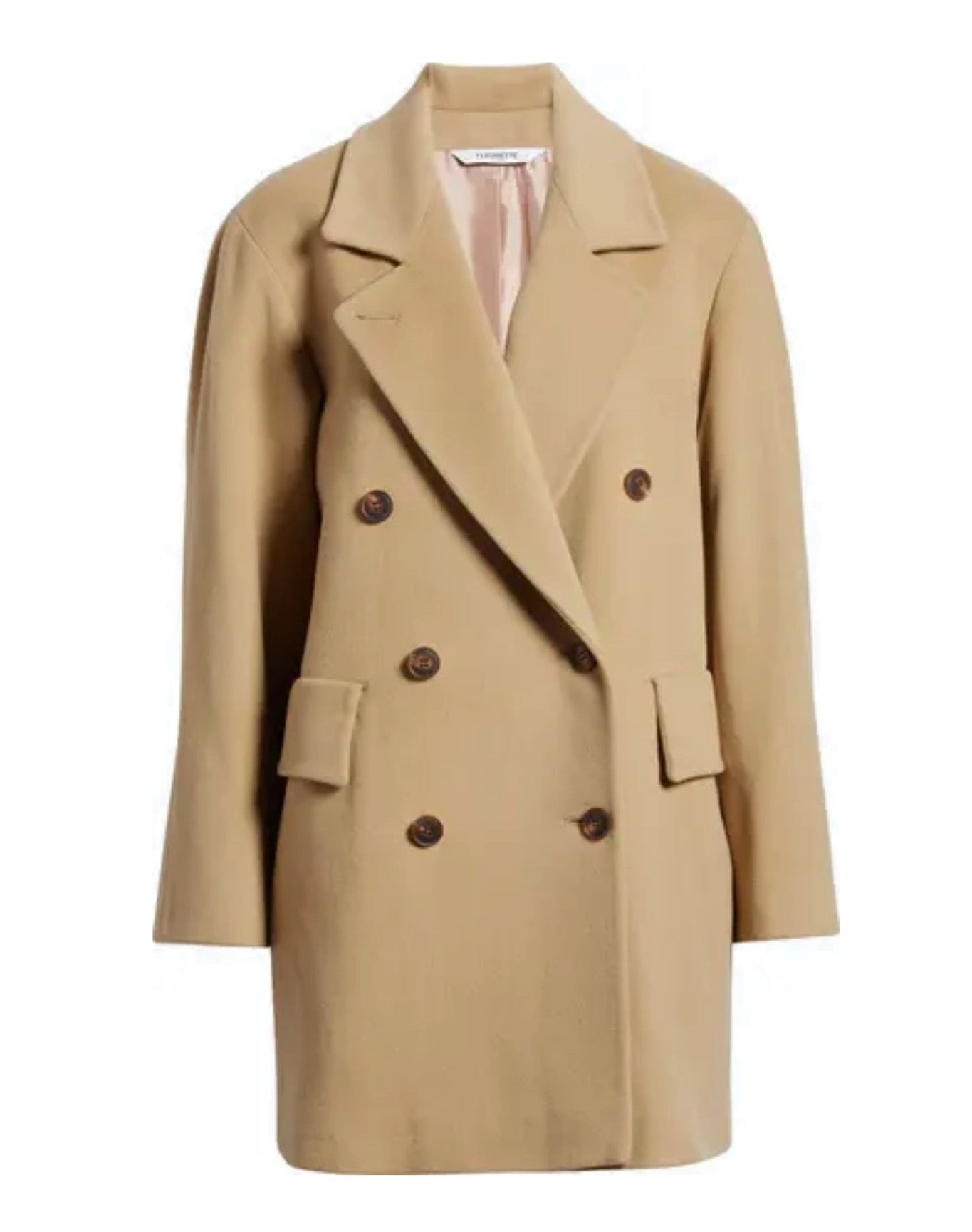 Fleurette | Women | Double Breasted Coat With A Relaxed Silhouette, Featured In Italian 100% Wool | Camel