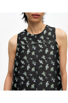 Floral Jacquard Sleeveless Top | Black
