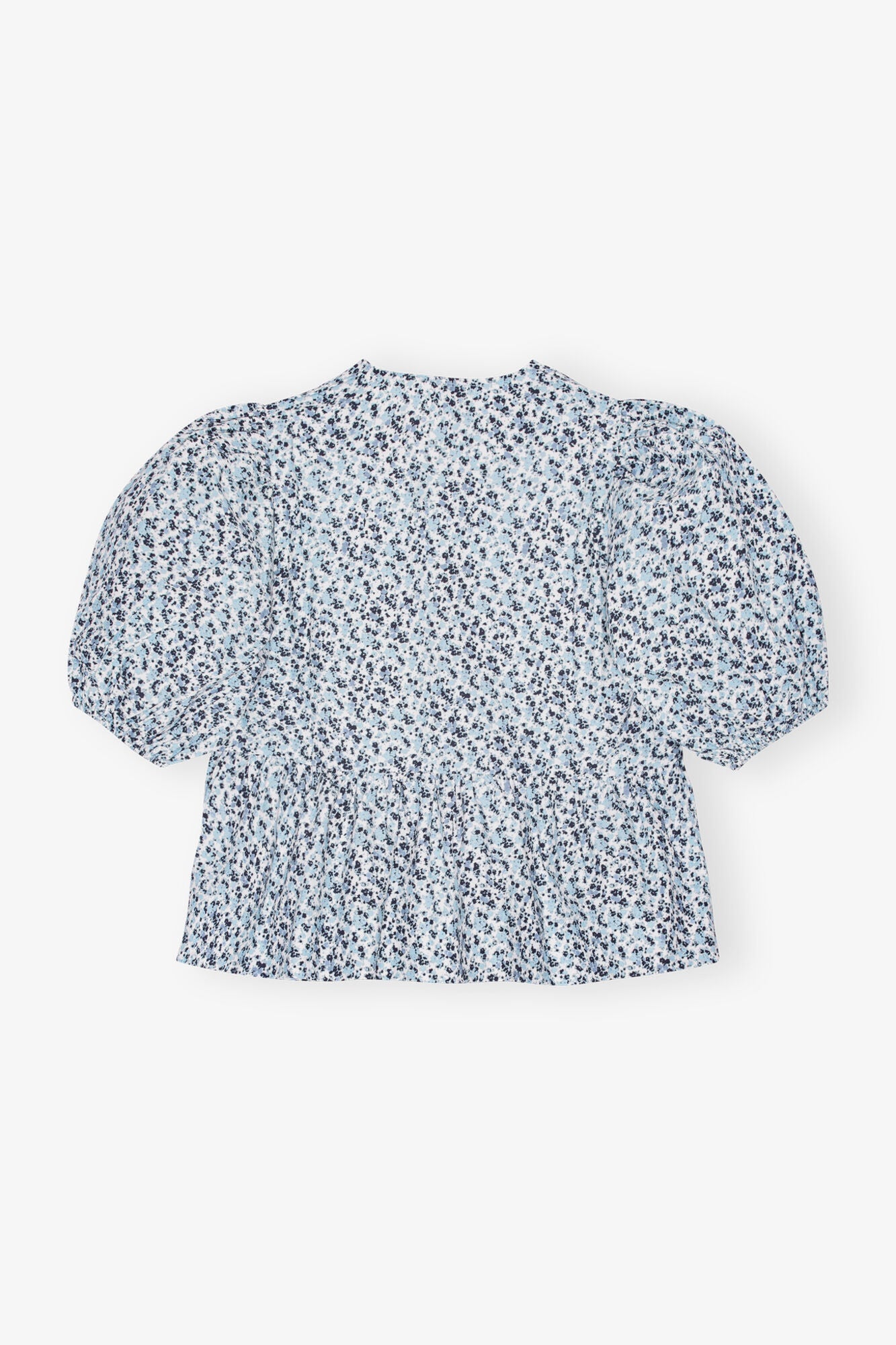 Floral Printed Cotton Poplin Peplum Blouse | Glacier Lake