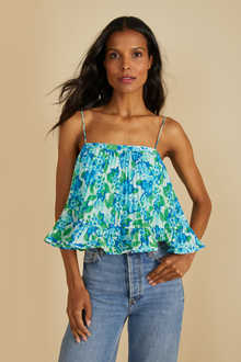 Amur | Kersten Pleated Top | Garden Blues