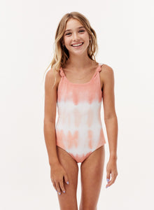 Girls |  Knotted One Piece Swimsuit | Cabana Sunrise Dye