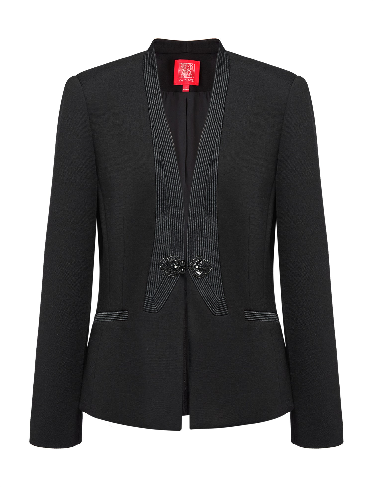 Chinese Stand-Collar Placket Jacket | Black