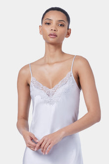 The Silk Lace Slip By GINIA In Silver