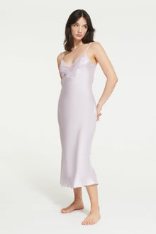 The Silk Lace Slip in Soft Lilac - 100% Silk by Ginia