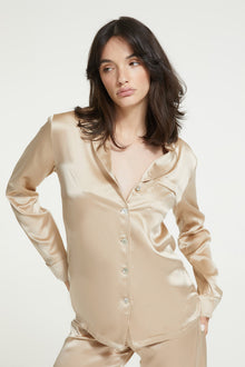 Fine Finishes Pyjama in Mink with 100% Silk from Ginia Sleepwear