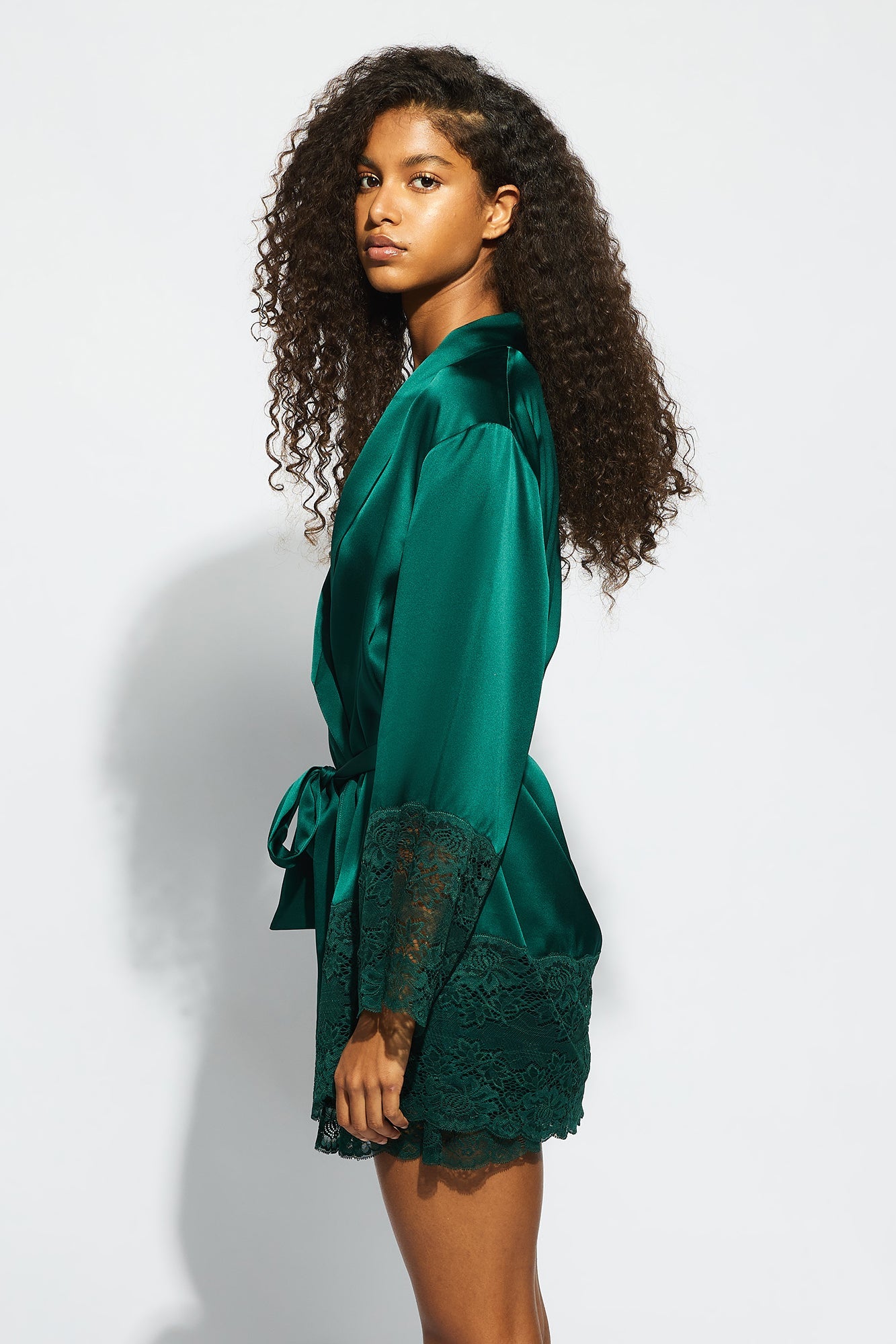 Silk Lace Robe | Emerald