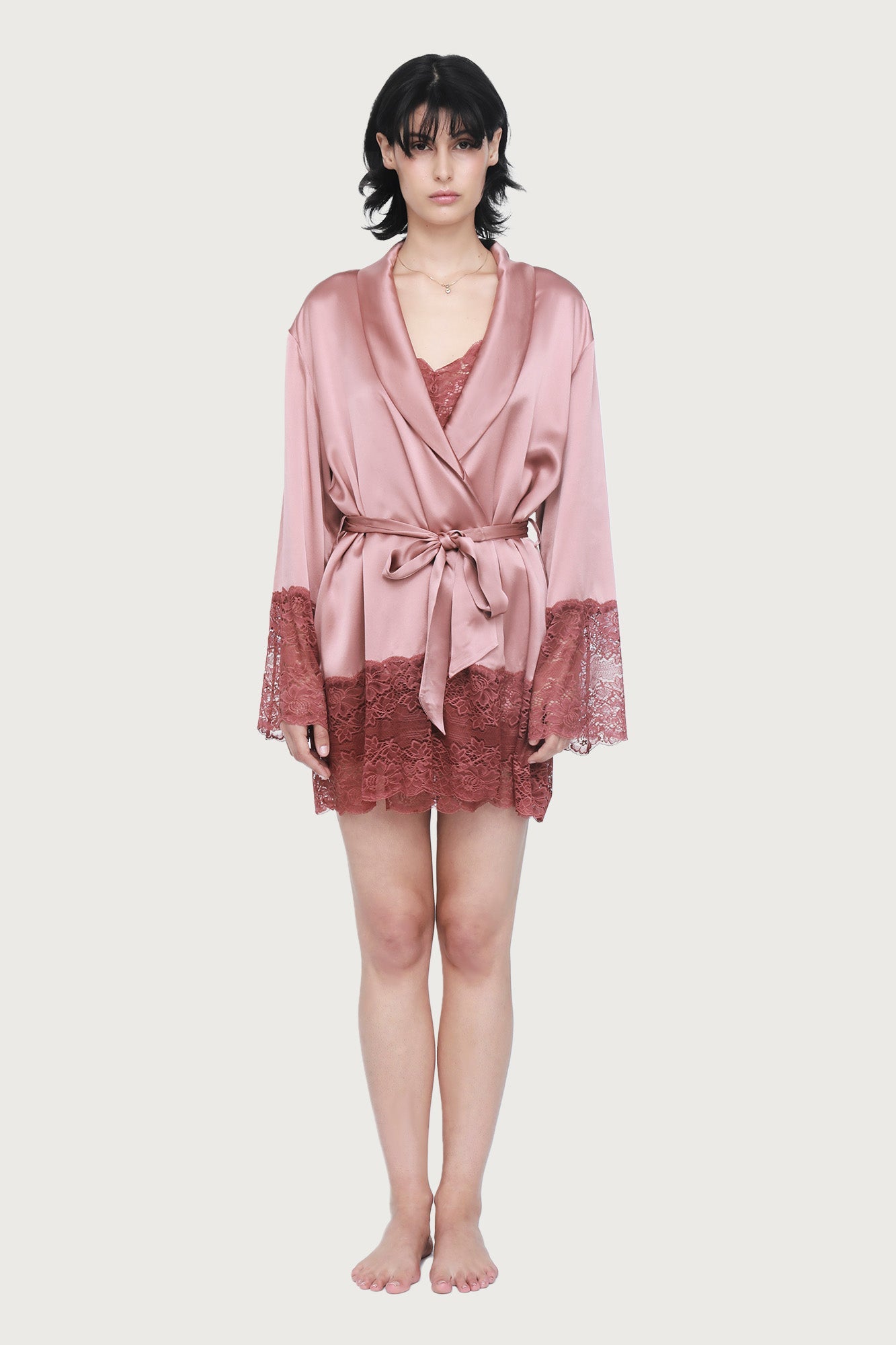 Silk Lace Robe | Mauve