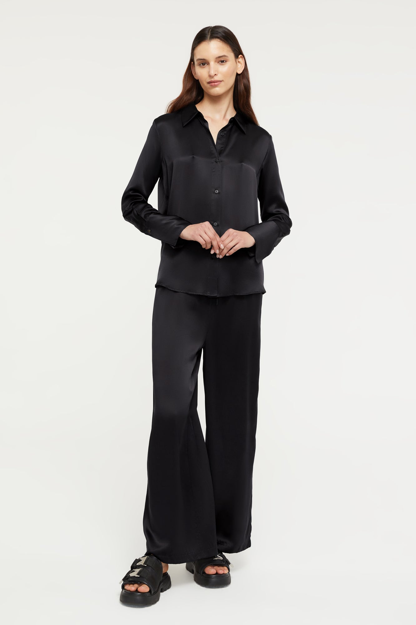 GINIA Isla Pant in Black - 100% 19mm Silk Grade 6A