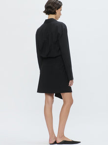 Gemini Wrap Shirt Dress | Black
