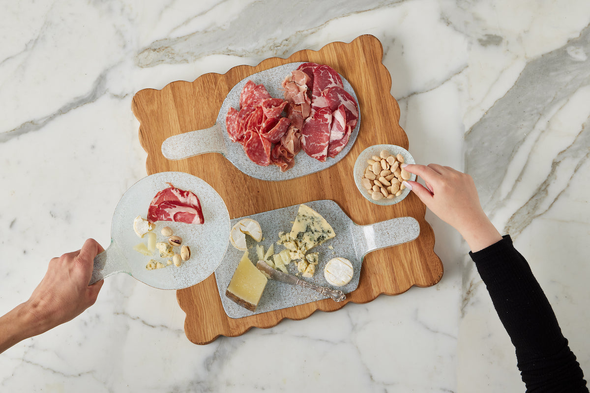 Mini Glass Oval Cheese Trays | White | Set of 4