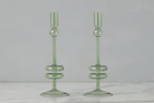 Glass Candlestick | Sage | Medium | Set of 2