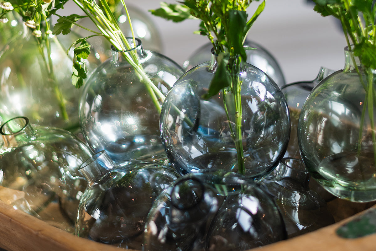 Glass Sphere Bud Vase | Denim Blue