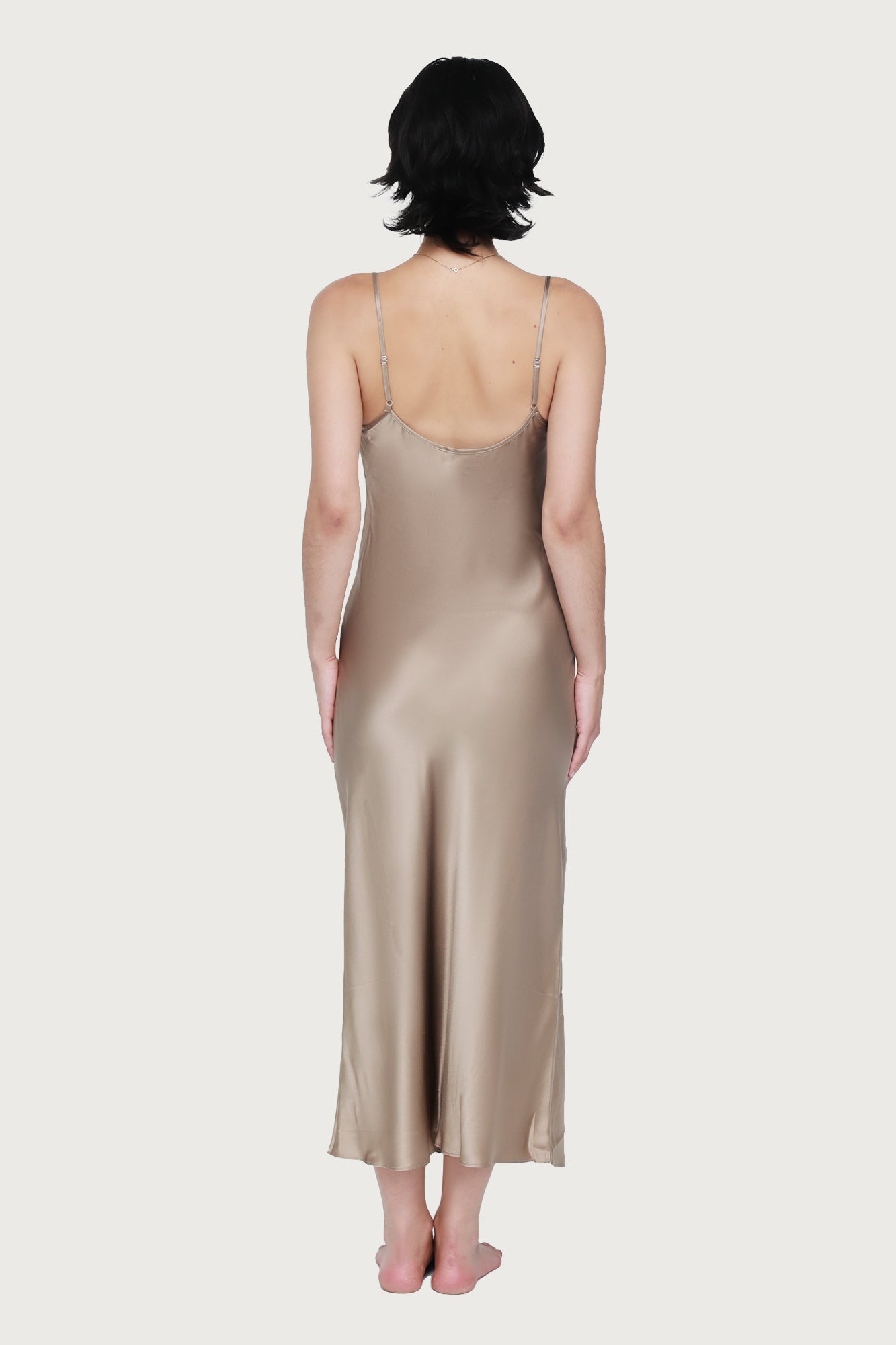 The Antoinette Long Slip By GINIA In Sepia