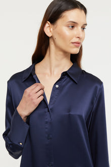 GINIA Isla Shirt  in Midnight - 100% Silk