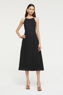 GINIA Frankie Flare Dress in Black 100% Linen