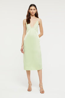 GINIA Desire Dress in Pure Lime 19 Momme Silk