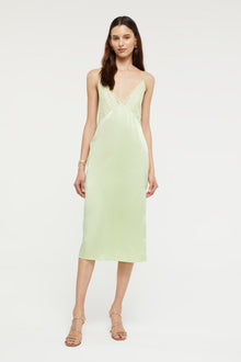 GINIA Desire Dress in Pure Lime 19 Momme Silk