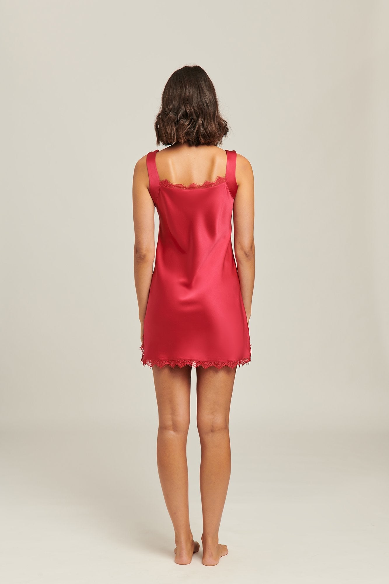 GINIA Aurora Silk Chemise - Ruby