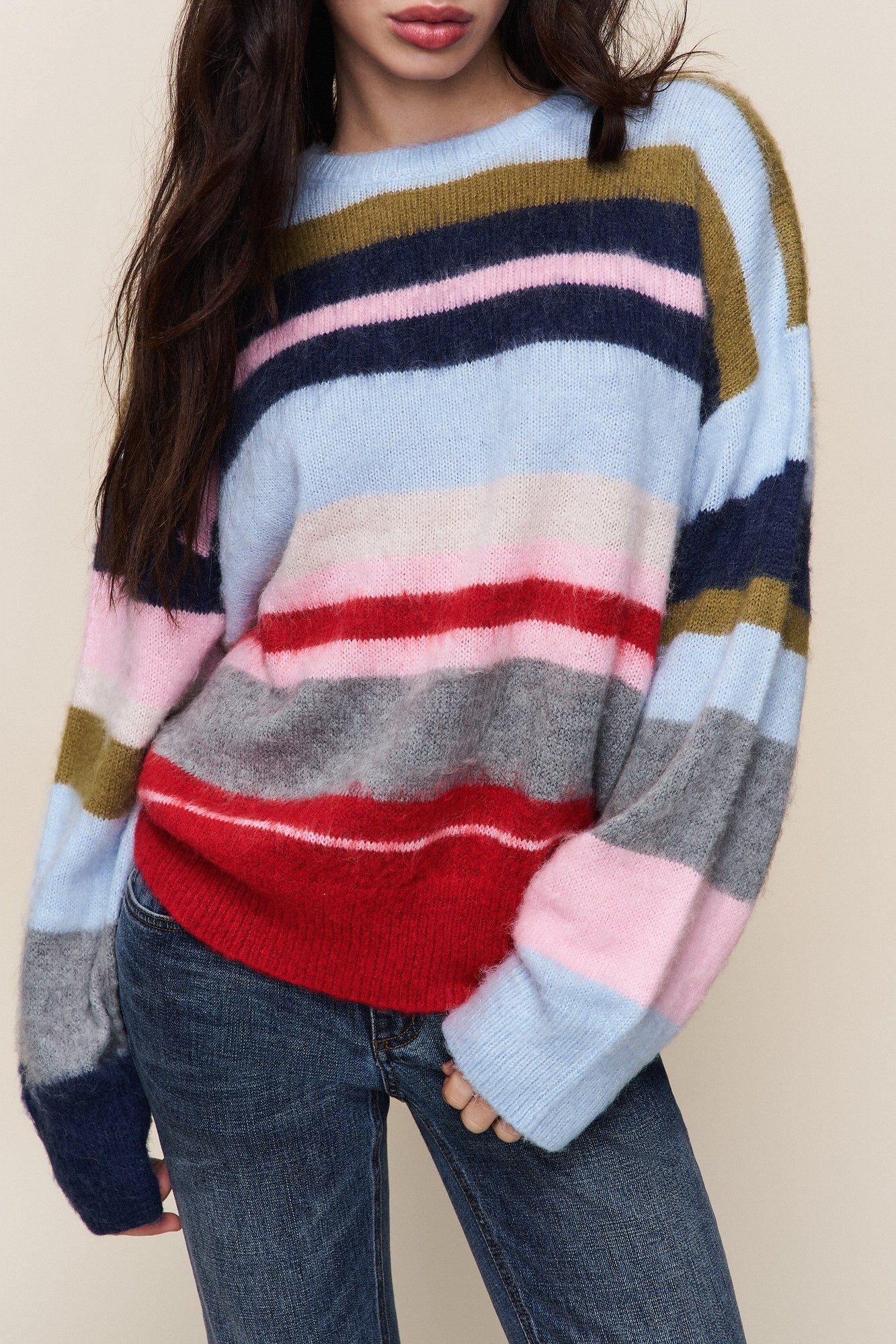 Womens | Hawley Oversized Stripe Wool Jumper | Blue